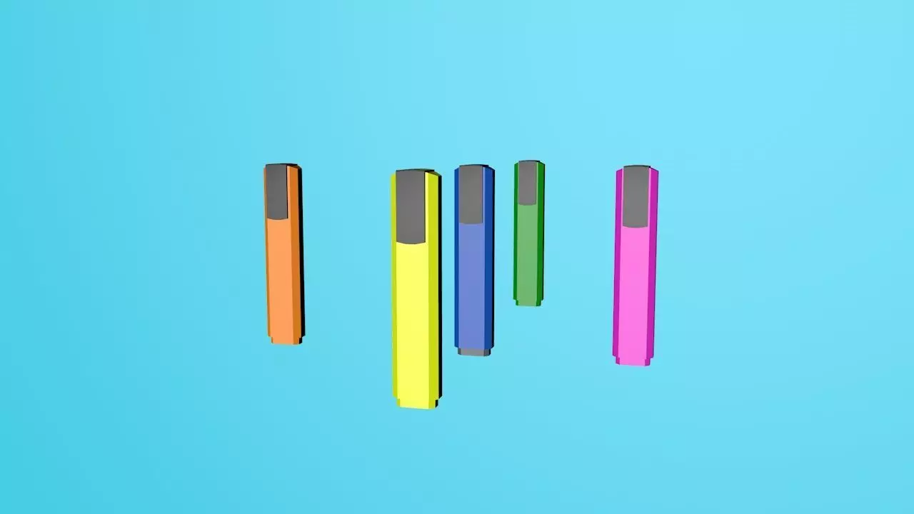 Marker colorful pencils Free 3D model