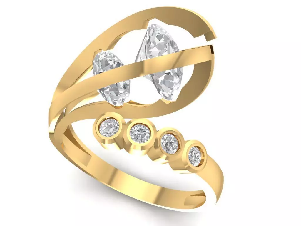 Luxury Marquise Diamond Bypass Women Ring 1008 3D print model