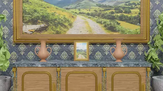Fancy cabinet with decorations