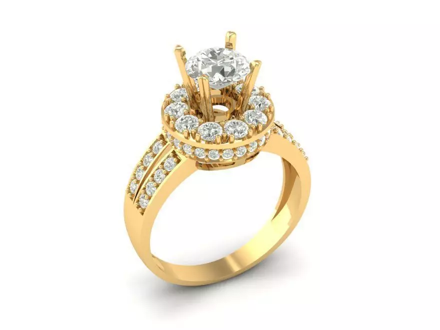 Luxury Double Halo Diamond Engagement Ring 1010 3D print model