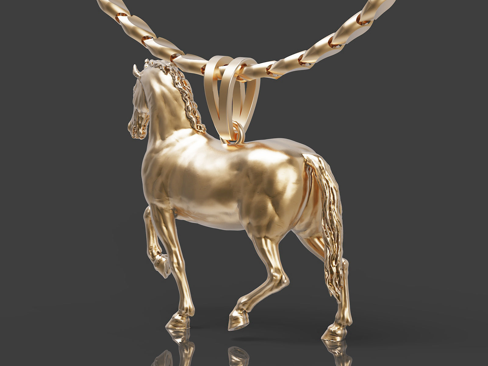 horse pendant Silver Gold Print 3D print model_4