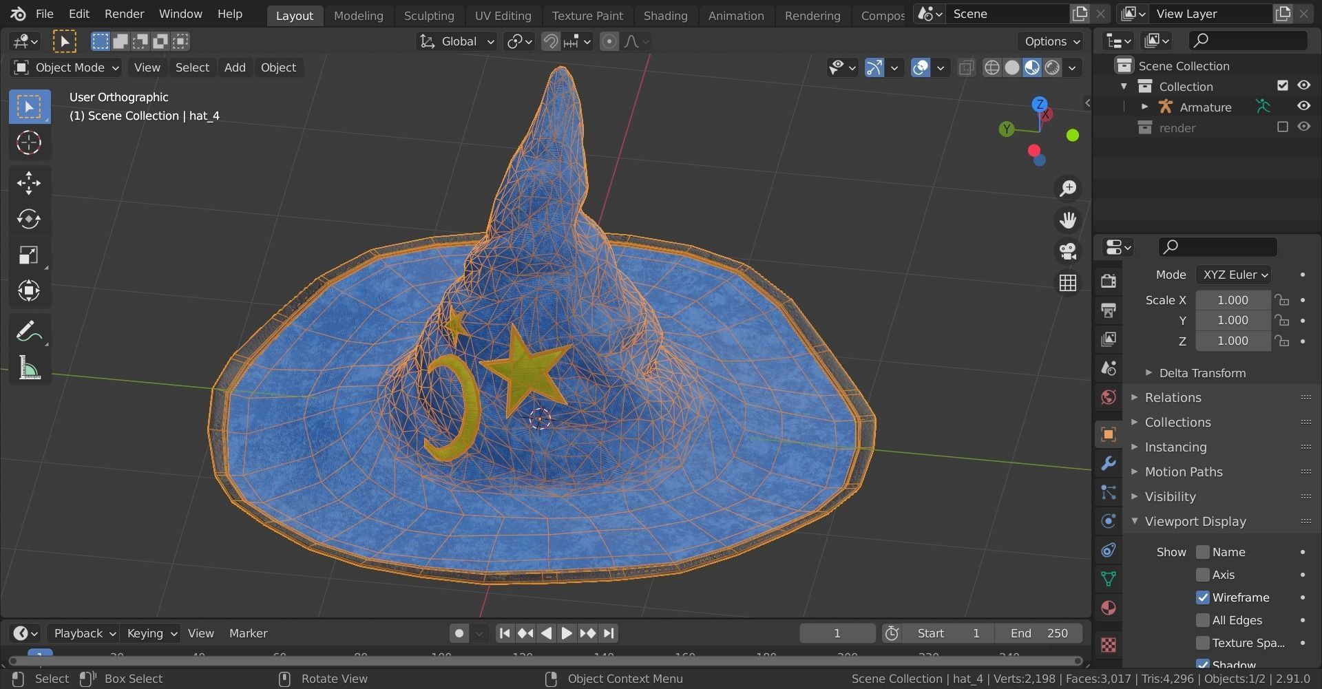 Magical hat classic Low-poly 3D model_19