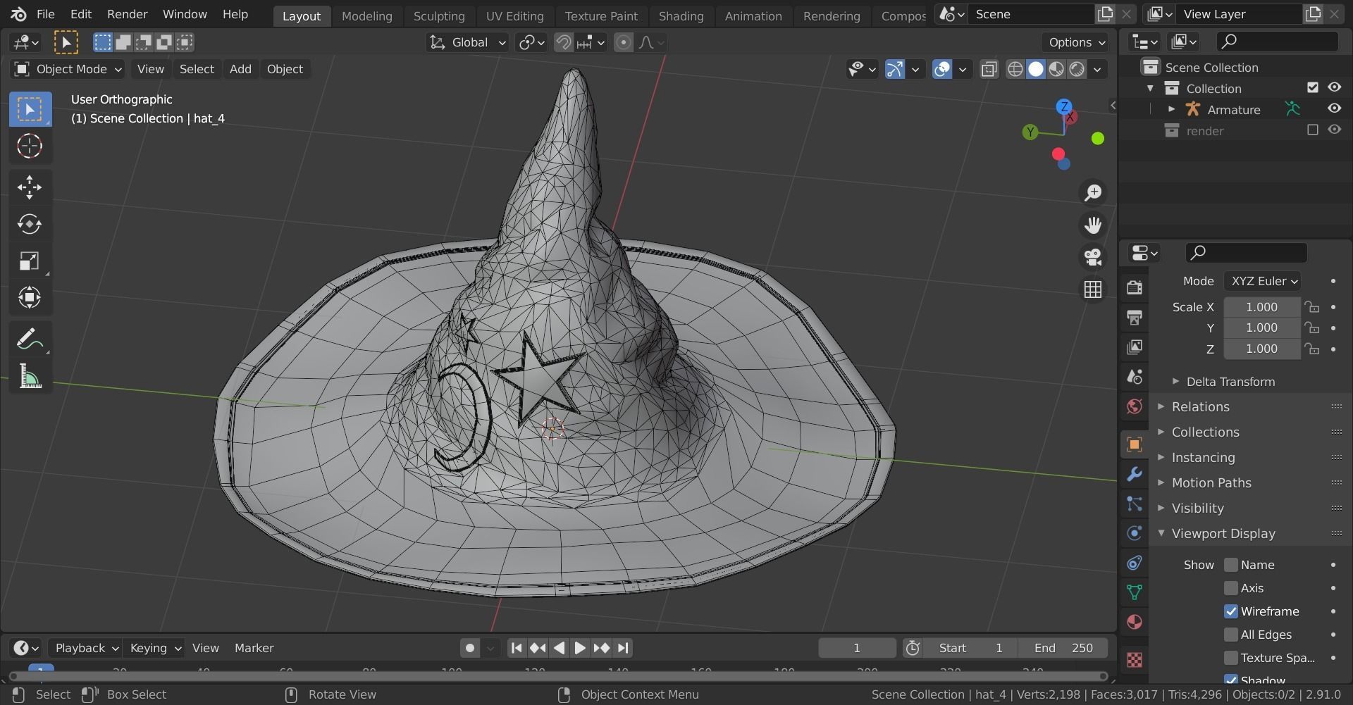 Magical hat classic Low-poly 3D model_20