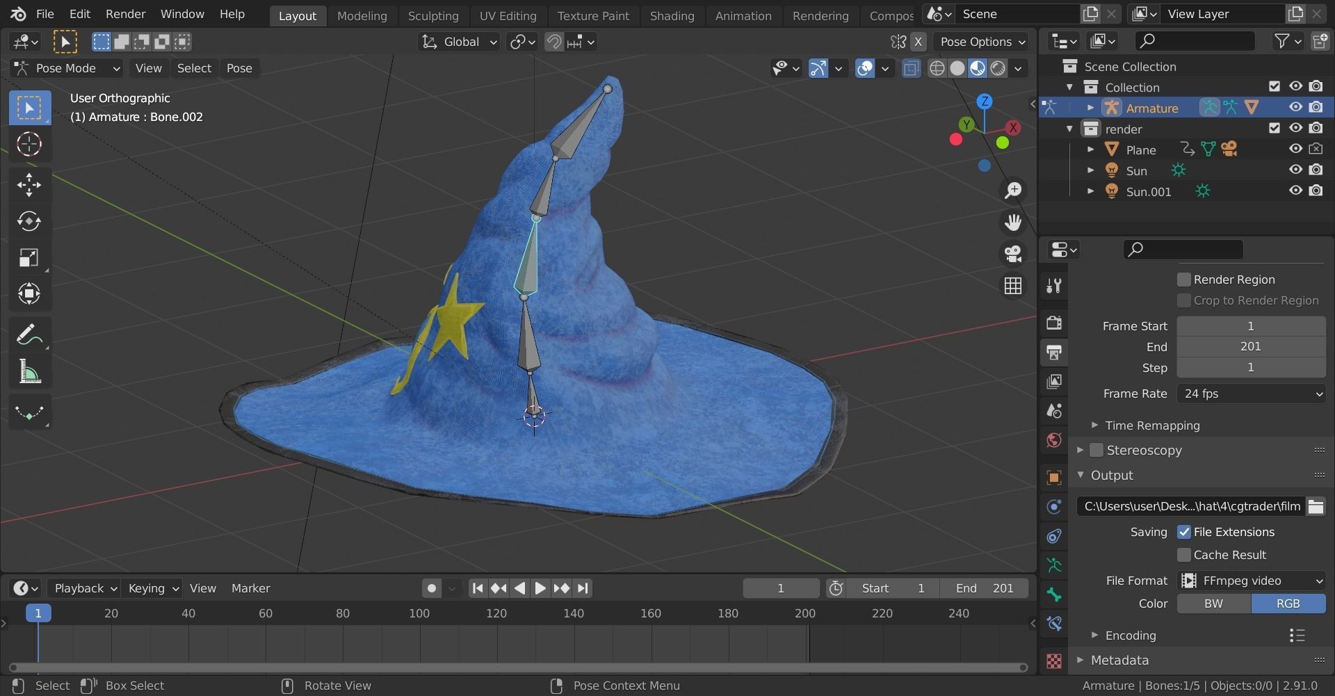 Magical hat classic Low-poly 3D model_25