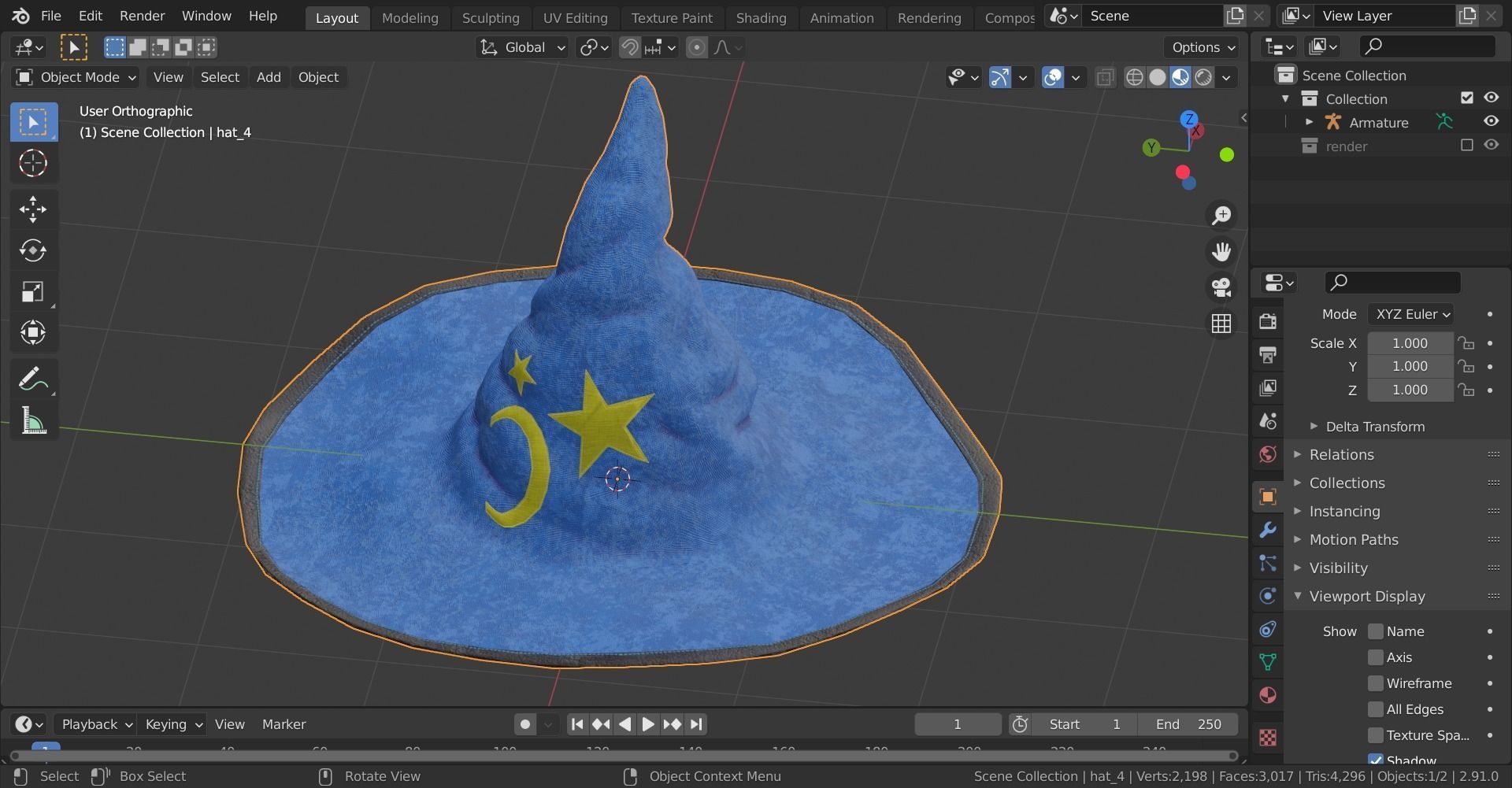 Magical hat classic Low-poly 3D model_18