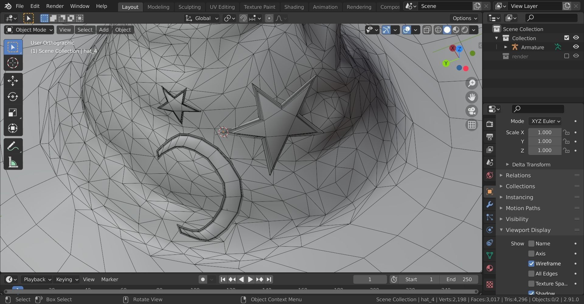 Magical hat classic Low-poly 3D model_21