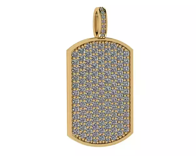 Pave Diamond Dog Tag Pendant