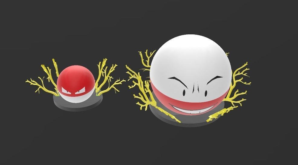 Pokemon Voltorb and Electrode 3D model with Base 3D print model_9