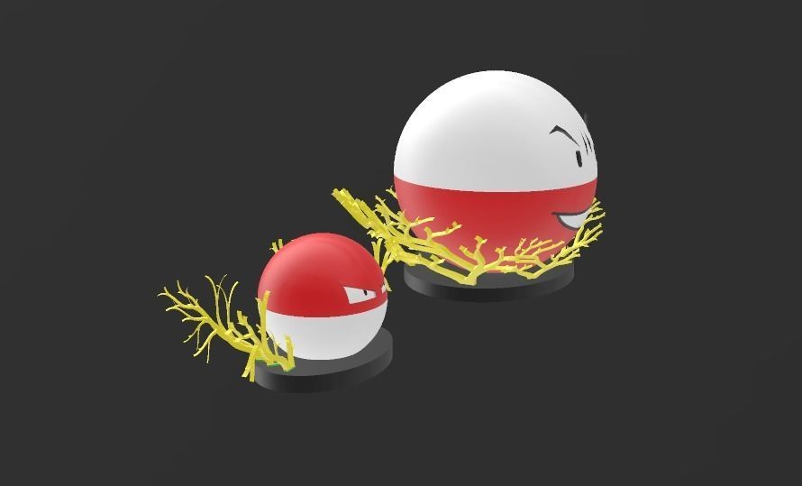 Pokemon Voltorb and Electrode 3D model with Base 3D print model_8