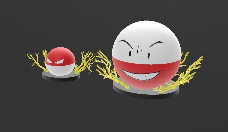 Pokemon Voltorb and Electrode 3D model with Base 3D print model_14