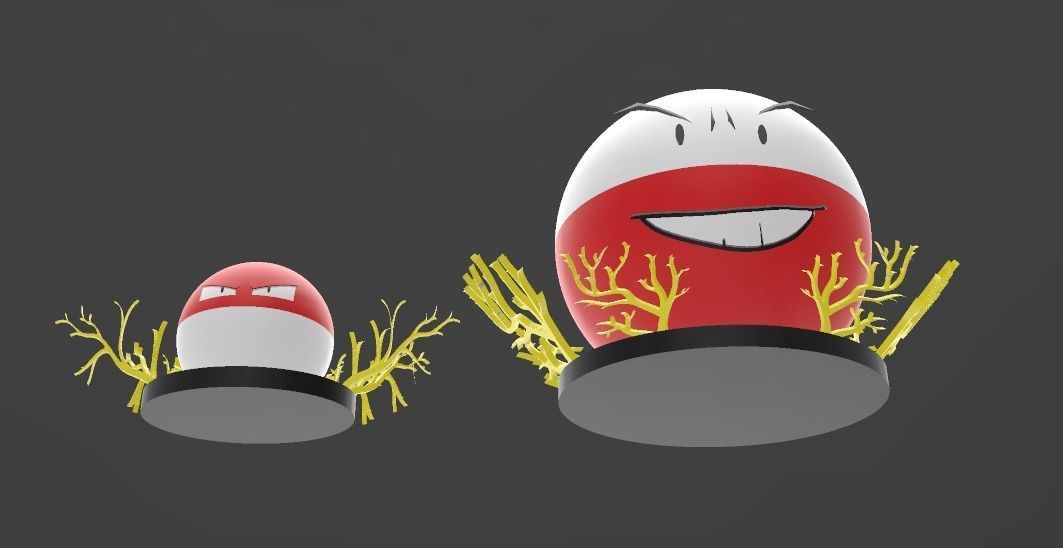Pokemon Voltorb and Electrode 3D model with Base 3D print model_16