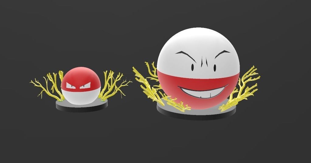 Pokemon Voltorb and Electrode 3D model with Base 3D print model_13