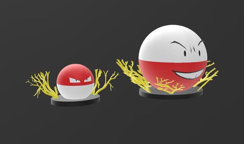 Pokemon Voltorb and Electrode 3D model with Base 3D print model_7