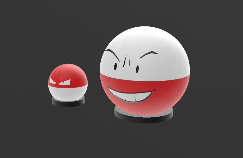 Pokemon Voltorb and Electrode 3D model with Base 3D print model_11