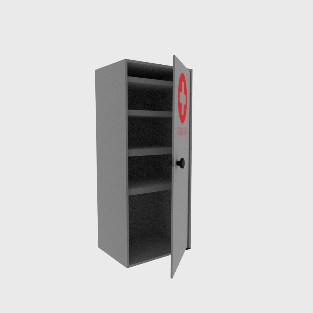 First aid cabinet  Low-poly 3D model_5