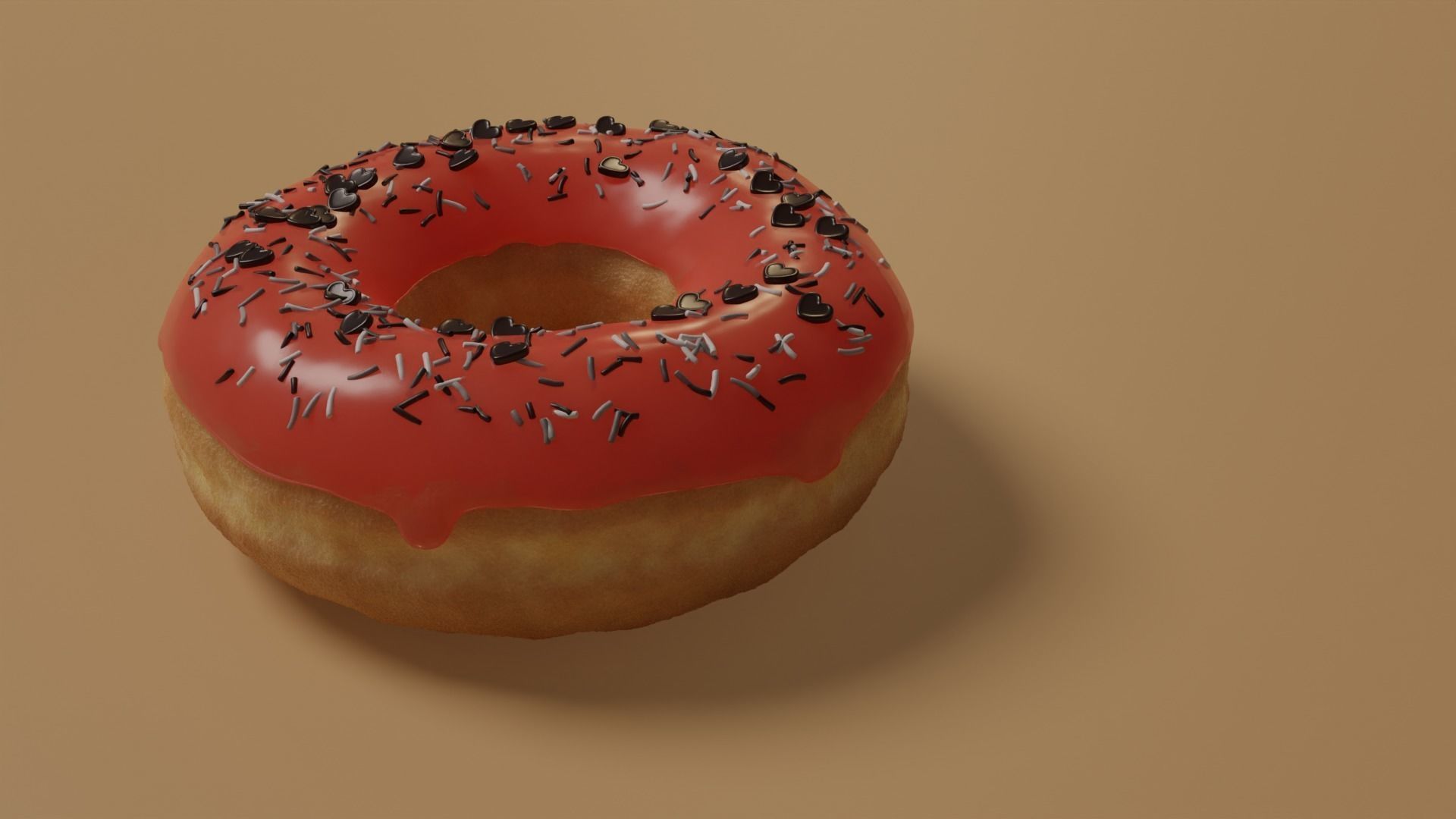 Donut icing sprinkles chocolate hearts Free 3D model_2