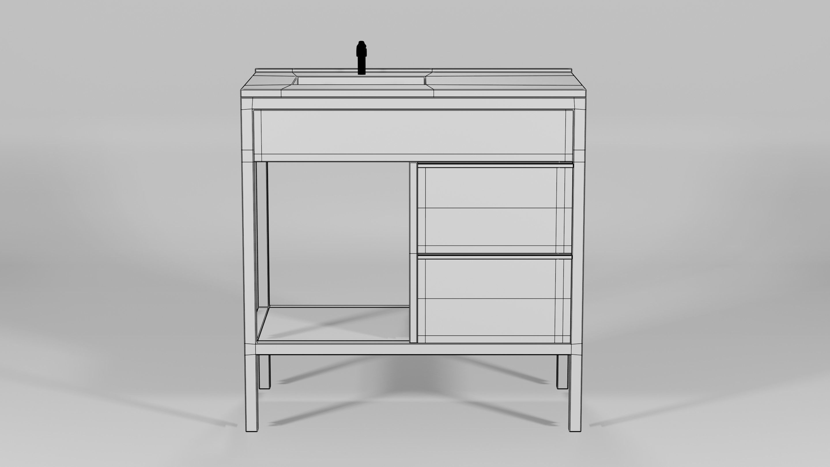 Wash Basin Shelving Unit 85x46x87 Low-poly 3D model_4