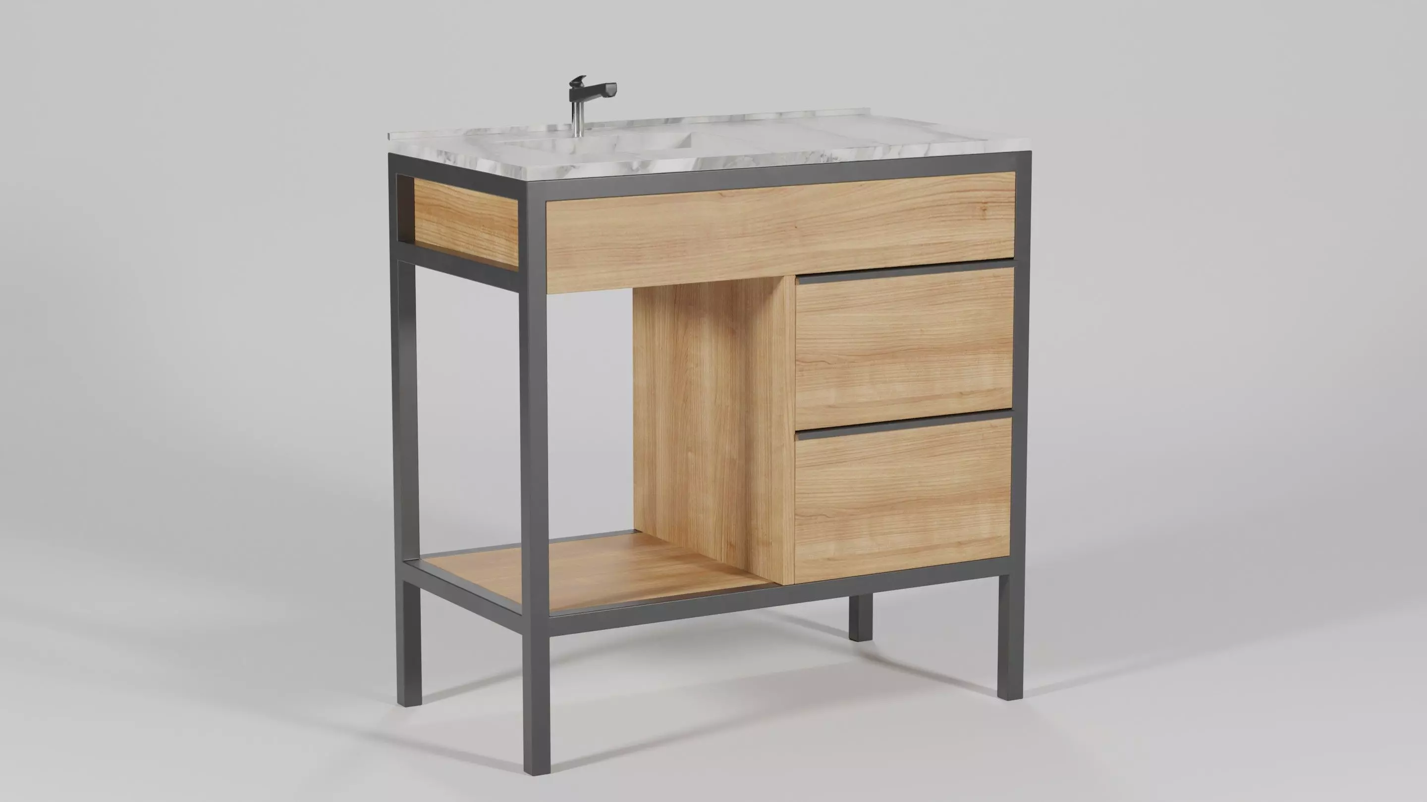 Wash Basin Shelving Unit 85x46x87 Low-poly 3D model_0