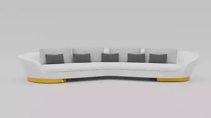 Sofa 3d model with gold legs