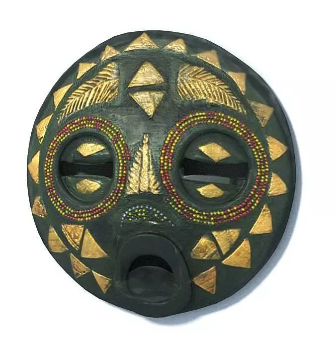 Traditional Round African Art Mask 3D model_0