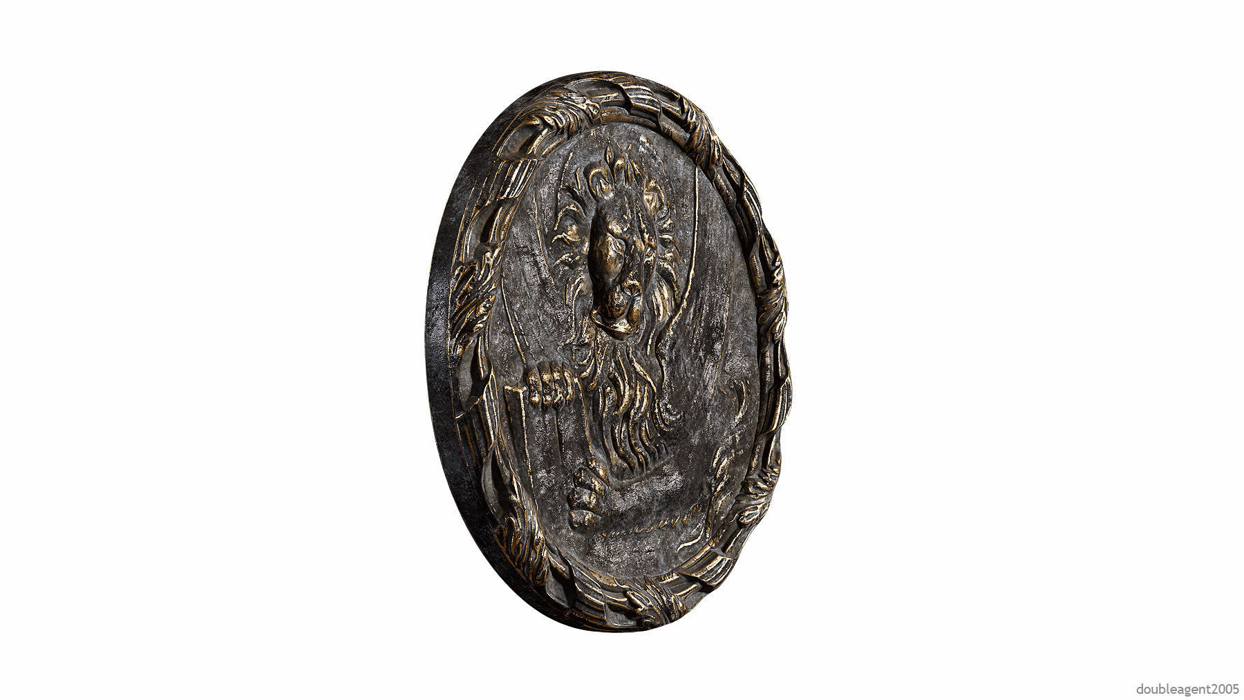 Griffin Coin Relief PBR and 3d Print Low-poly 3D model_15