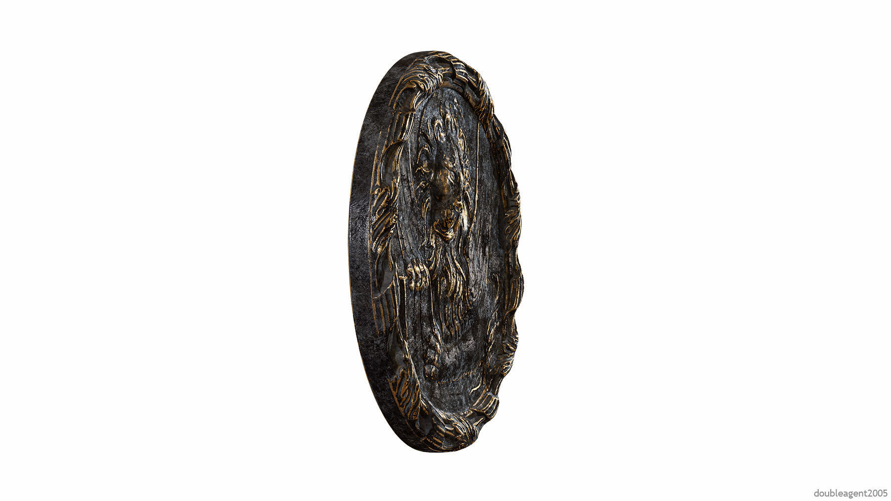 Griffin Coin Relief PBR and 3d Print Low-poly 3D model_16