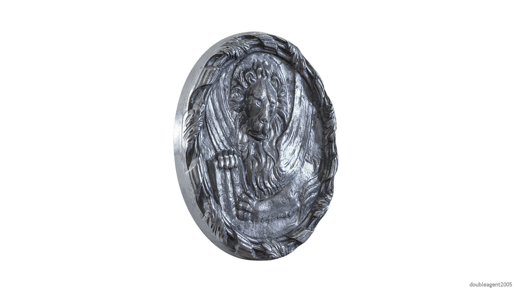 Griffin Coin Relief PBR and 3d Print Low-poly 3D model_11