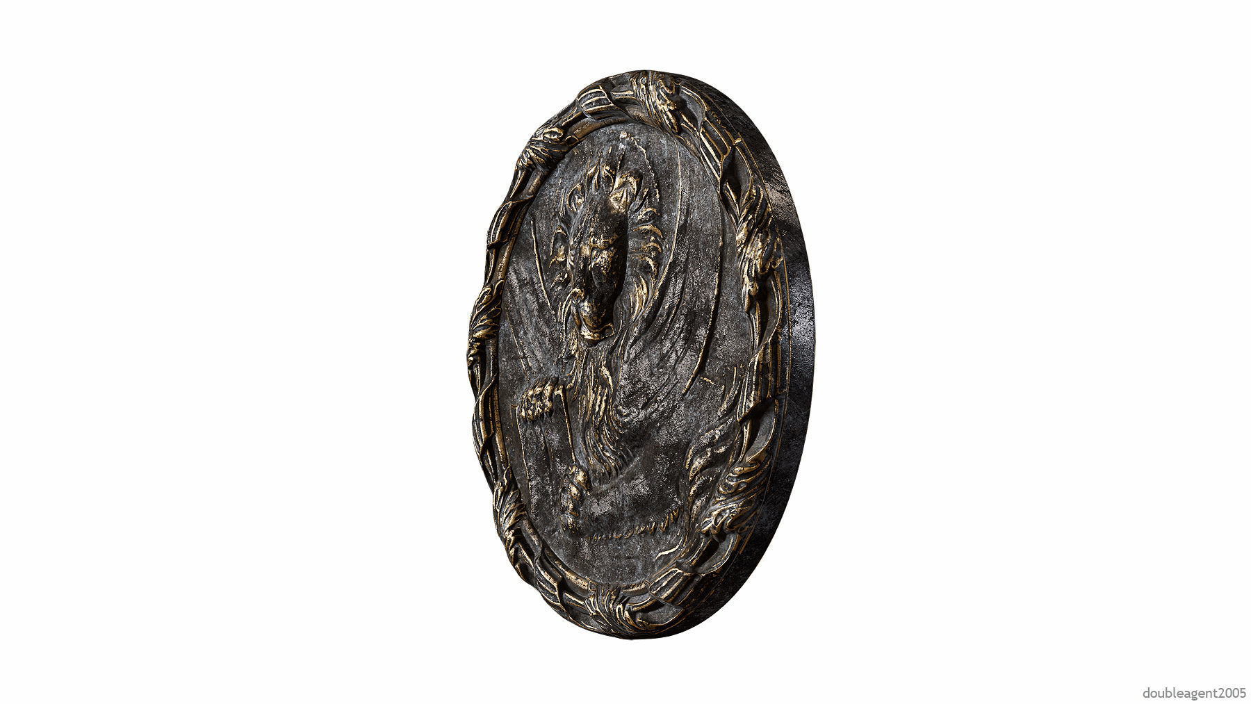 Griffin Coin Relief PBR and 3d Print Low-poly 3D model_19