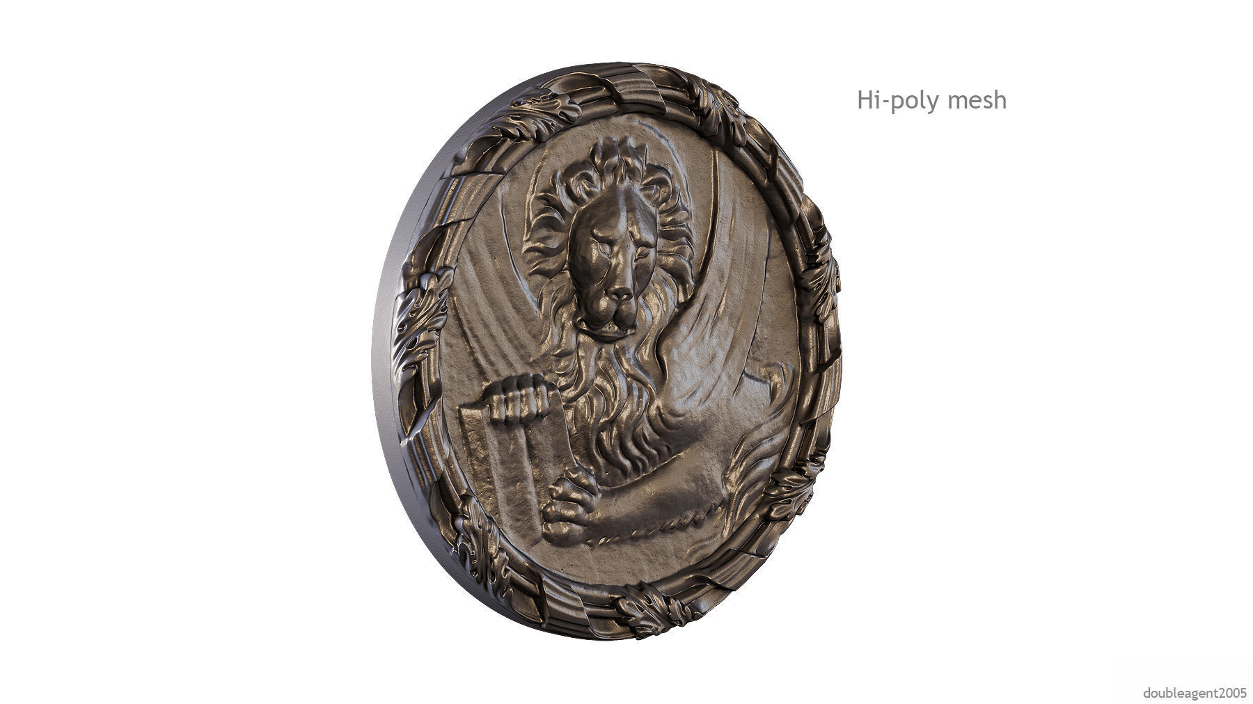 Griffin Coin Relief PBR and 3d Print Low-poly 3D model_9