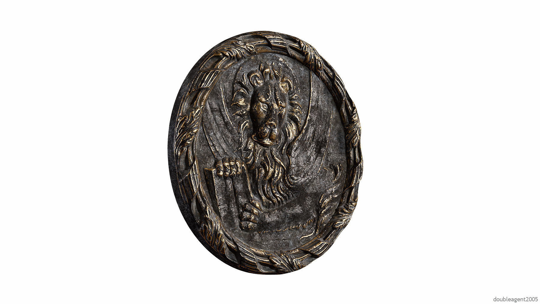 Griffin Coin Relief PBR and 3d Print Low-poly 3D model_7