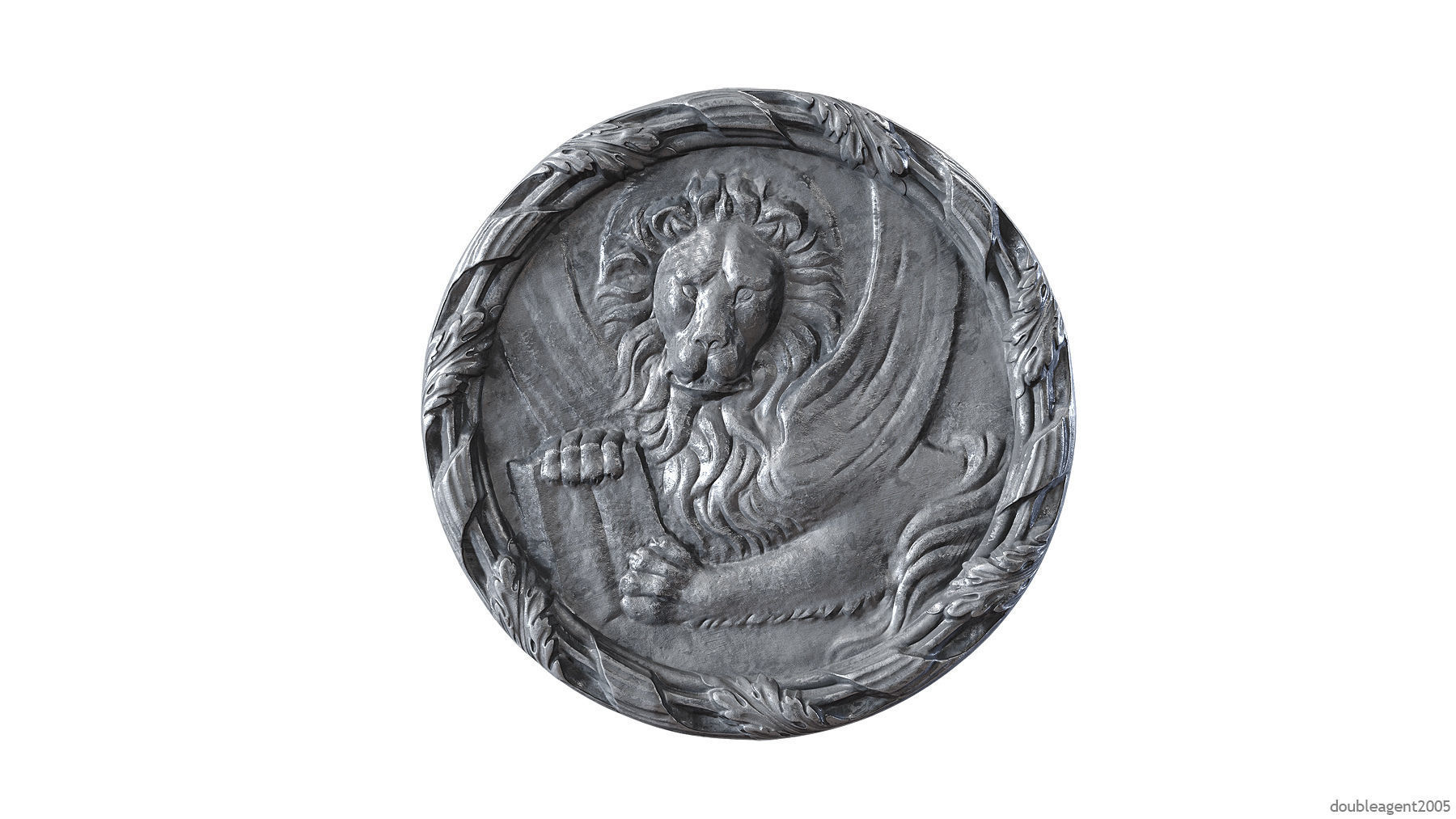 Griffin Coin Relief PBR and 3d Print Low-poly 3D model_6