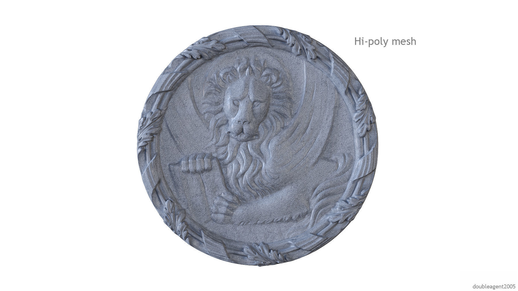 Griffin Coin Relief PBR and 3d Print Low-poly 3D model_10