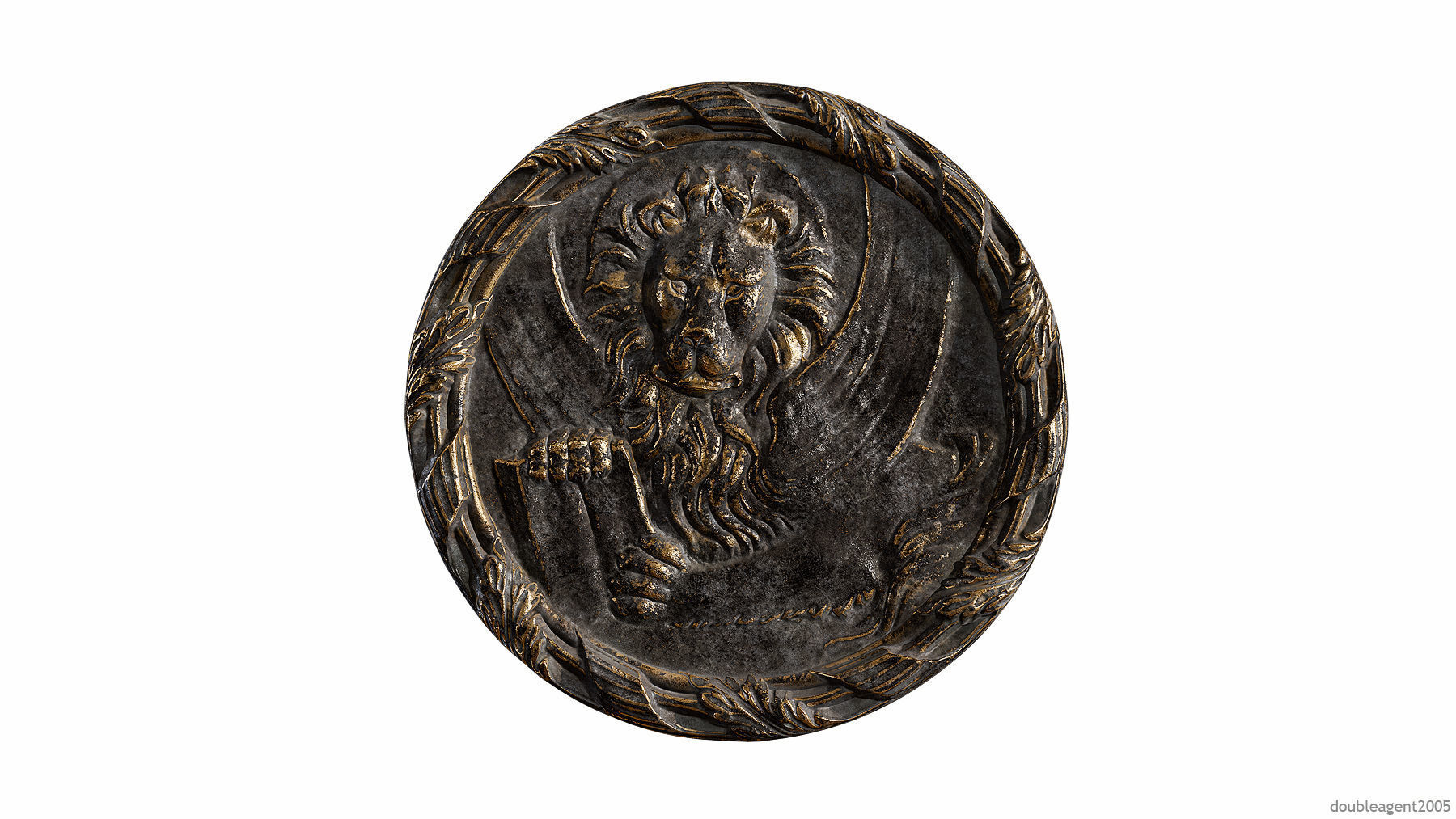 Griffin Coin Relief PBR and 3d Print Low-poly 3D model_8