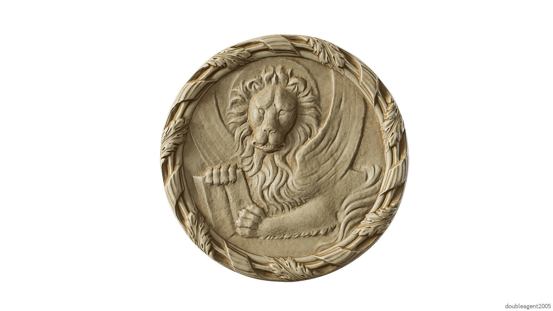 Griffin Coin Relief PBR and 3d Print Low-poly 3D model_3