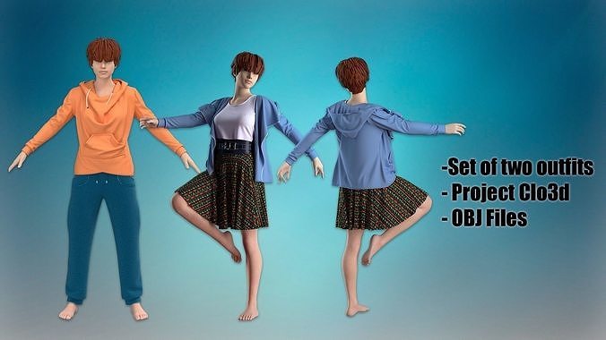 Set of two outfits 3D model