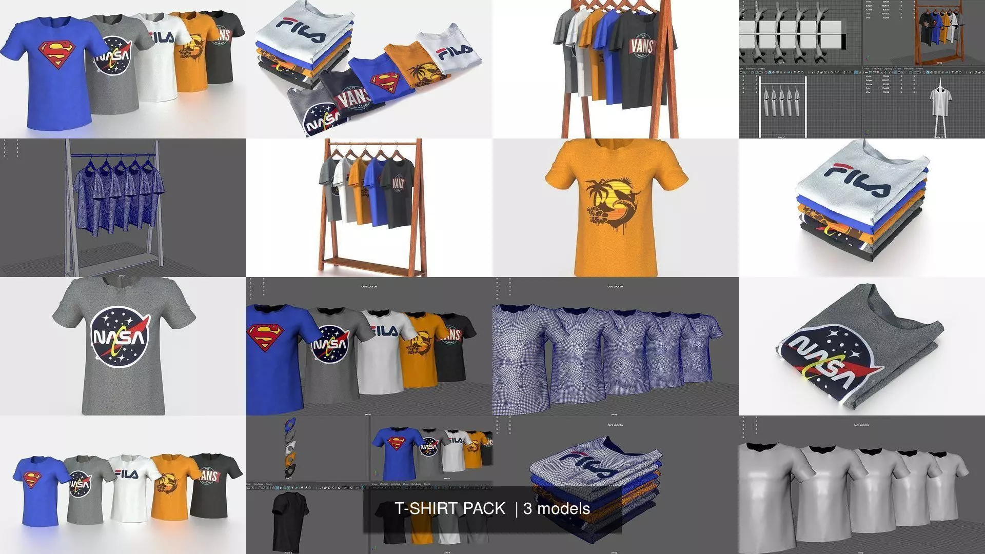 T-SHIRT PACK  3D Model Collection_1