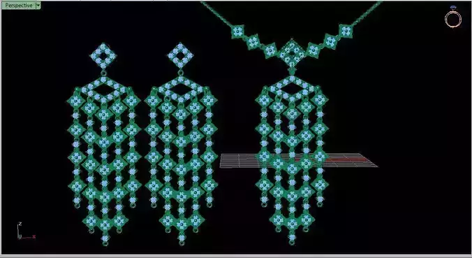 jewelry necklace and earrings with diamonds