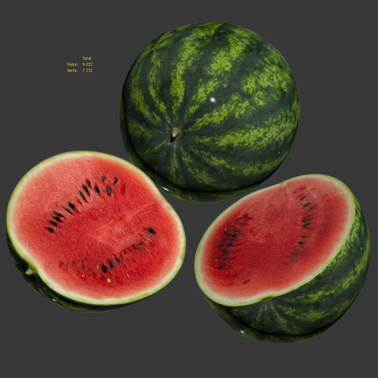 Watermelon - 3 models Low-poly 3D model_3
