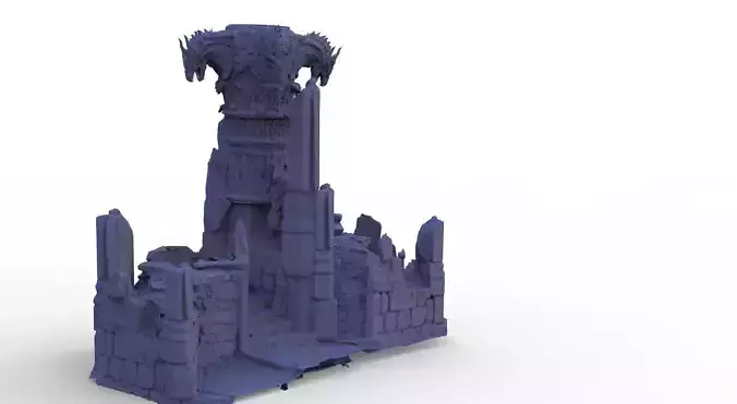 Castle stone Ruin Rocks With Dragon Pillar 3D model