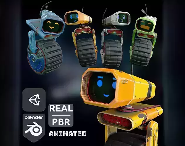 Rover Robot Collection - Low Poly Game model Low-poly 3D model