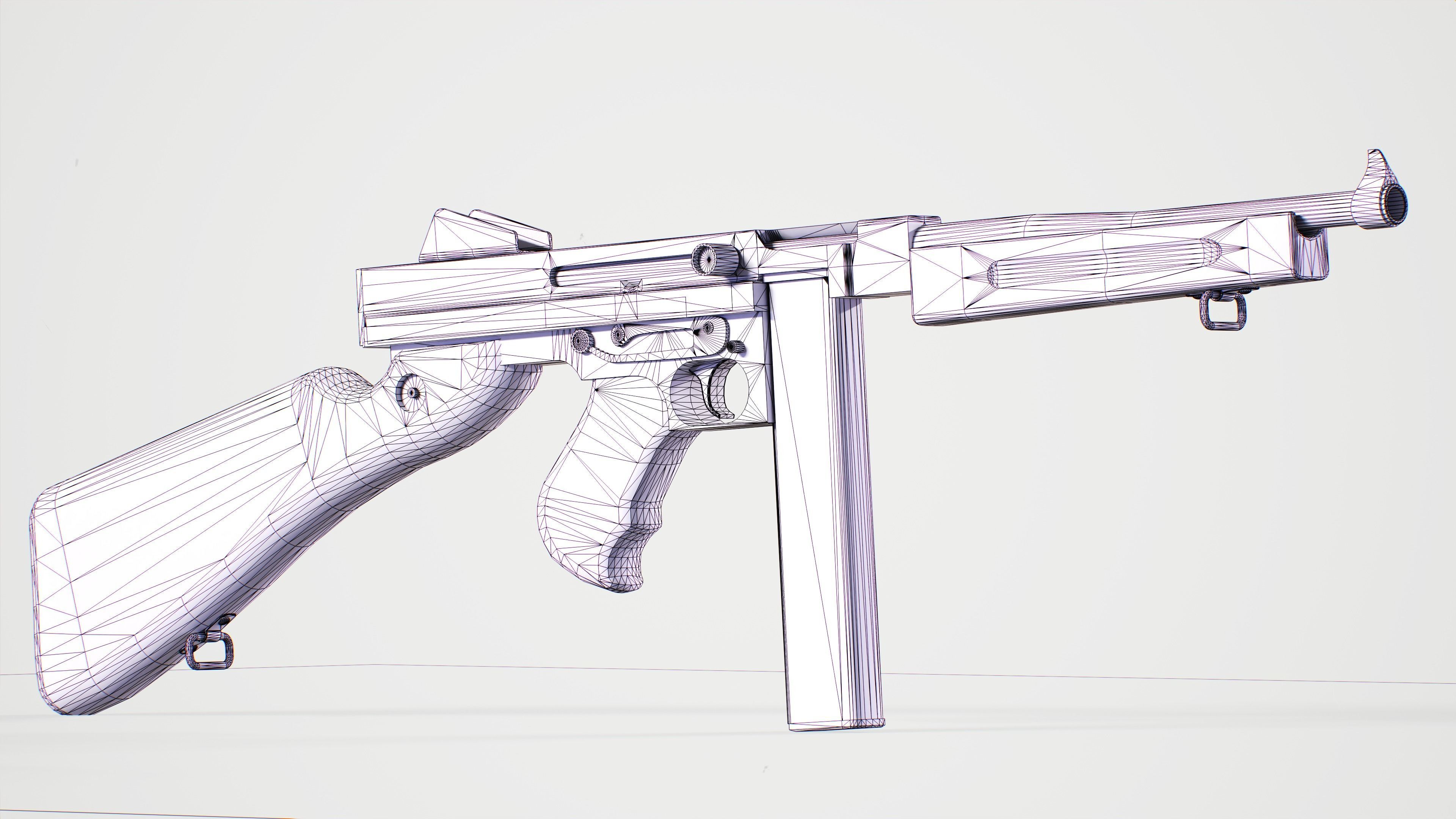 M1 THOMPSON - II WOLRD WAR - EUA ARMY Low-poly 3D model_6