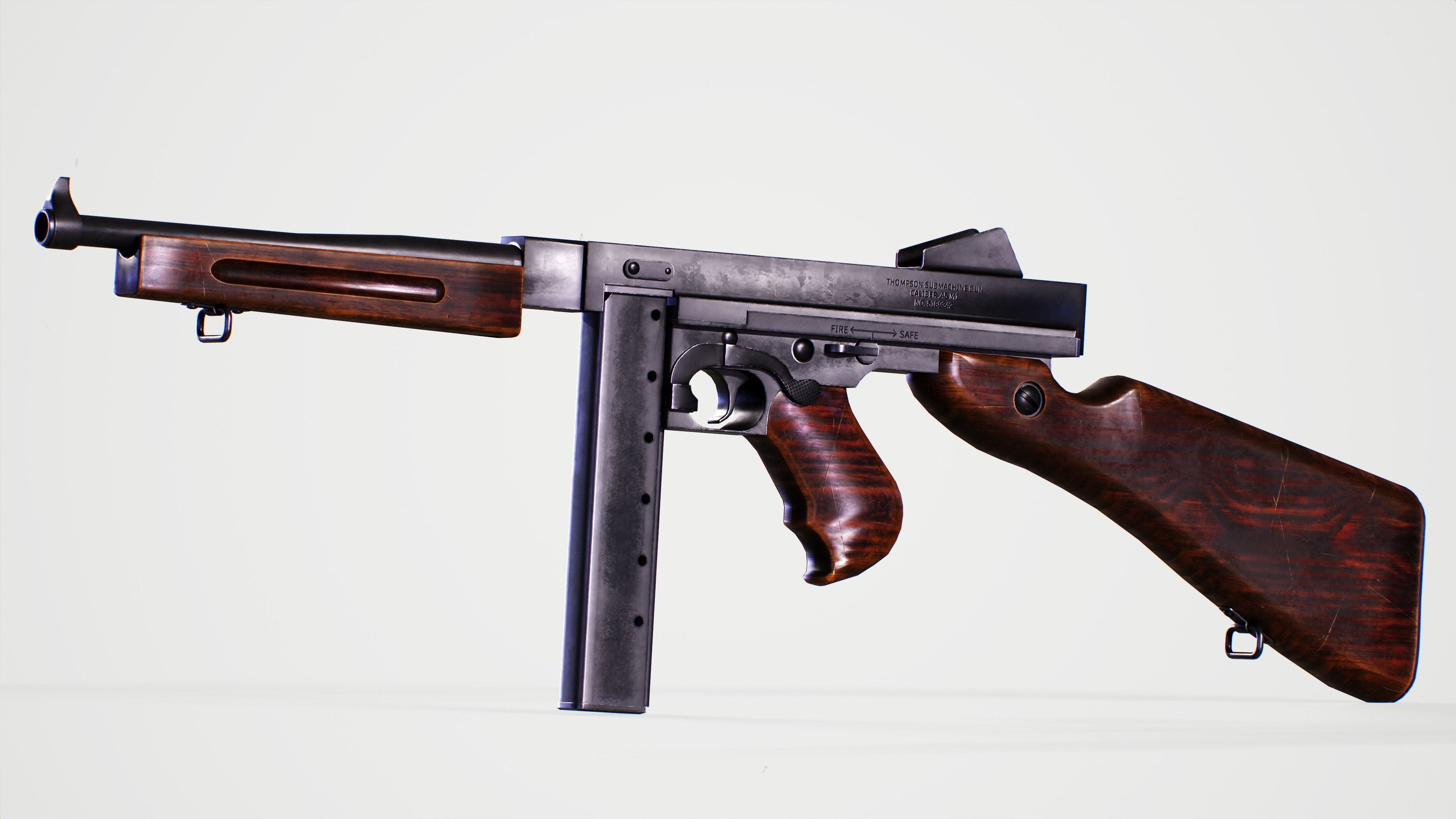 M1 THOMPSON - II WOLRD WAR - EUA ARMY Low-poly 3D model_1