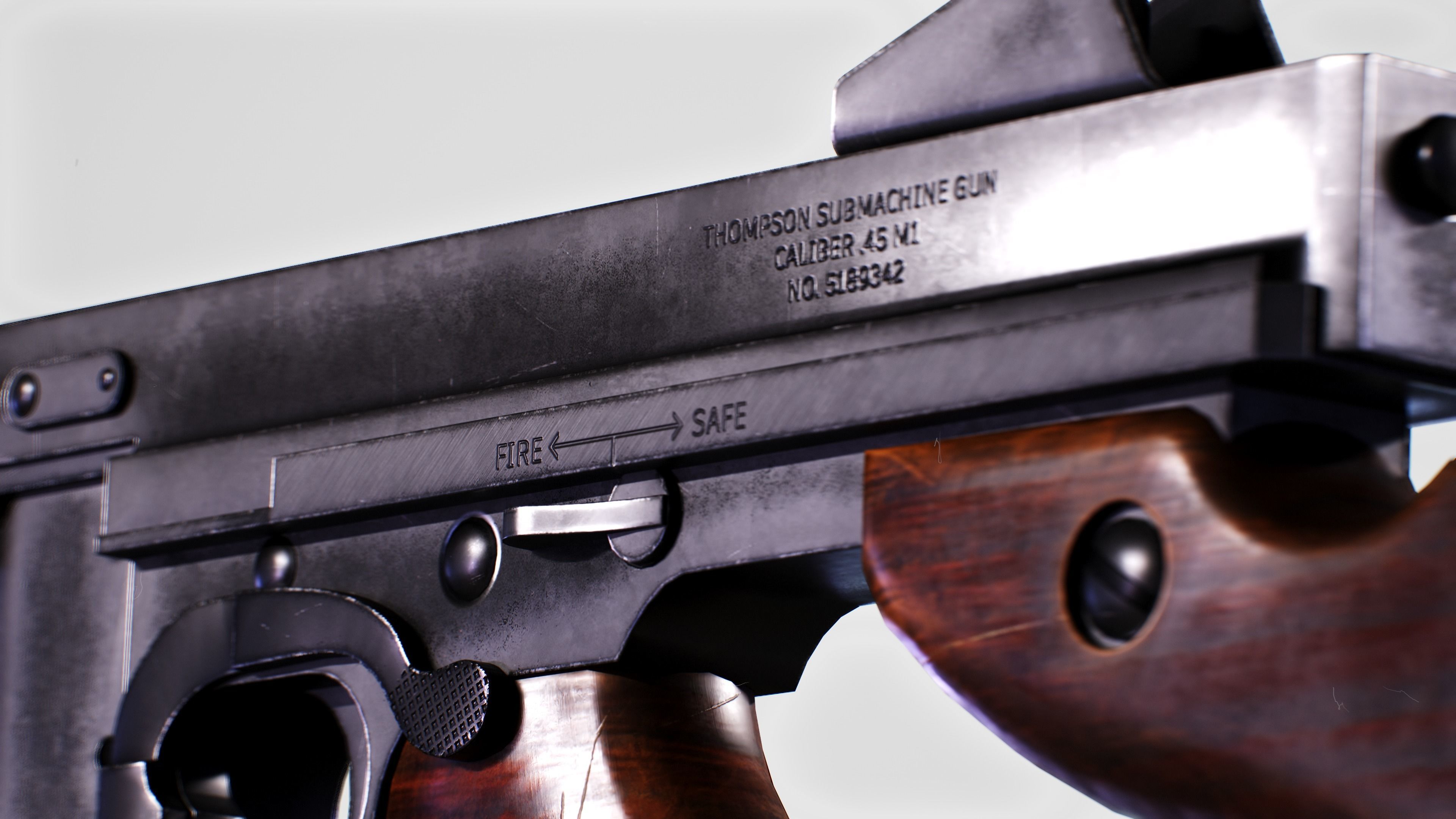 M1 THOMPSON - II WOLRD WAR - EUA ARMY Low-poly 3D model_4