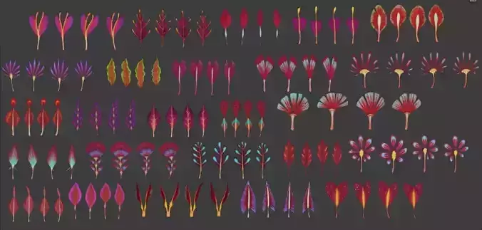 Alien leaves Low-poly 3D model