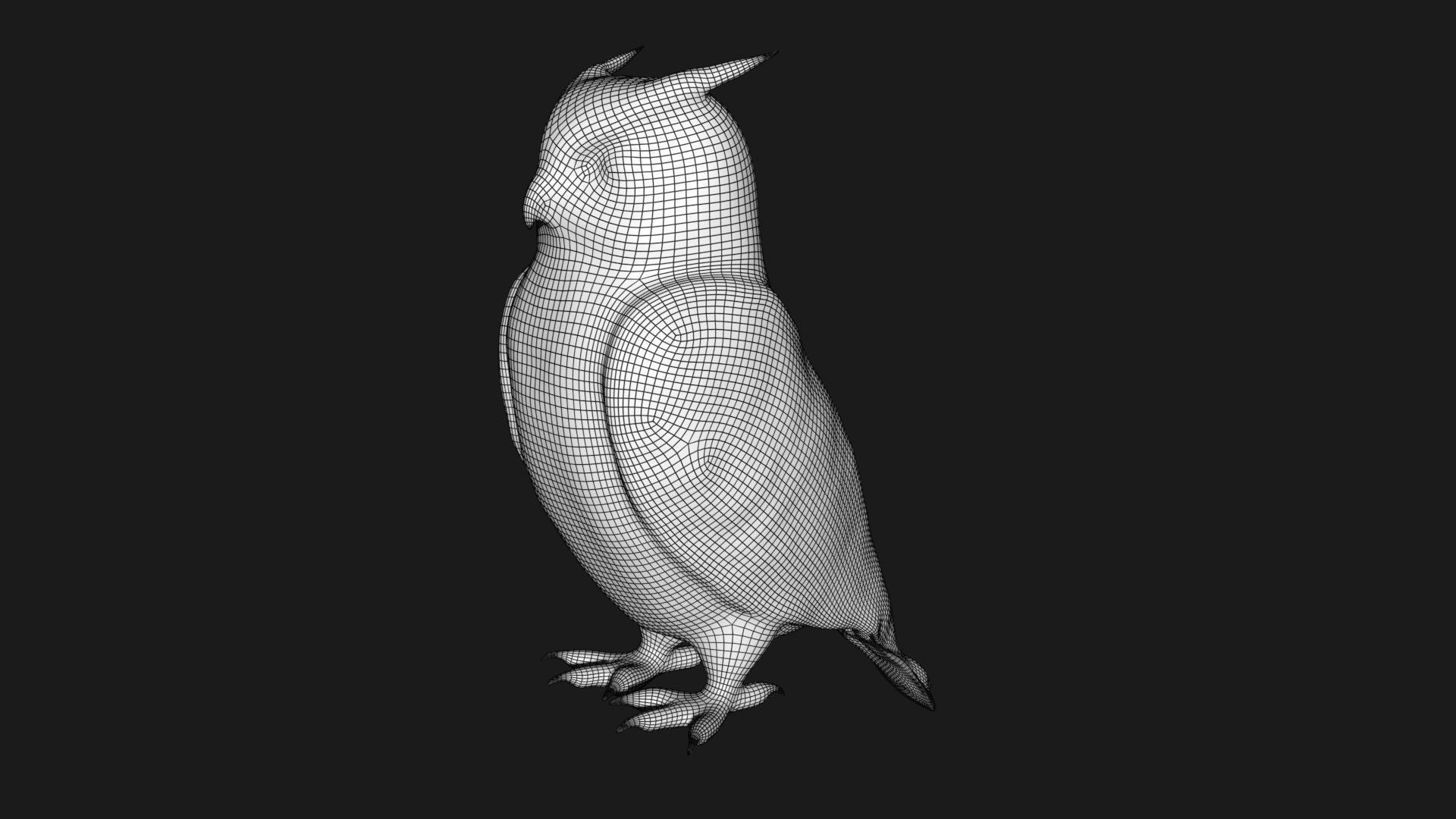 Horned owl Low-poly 3D model_10