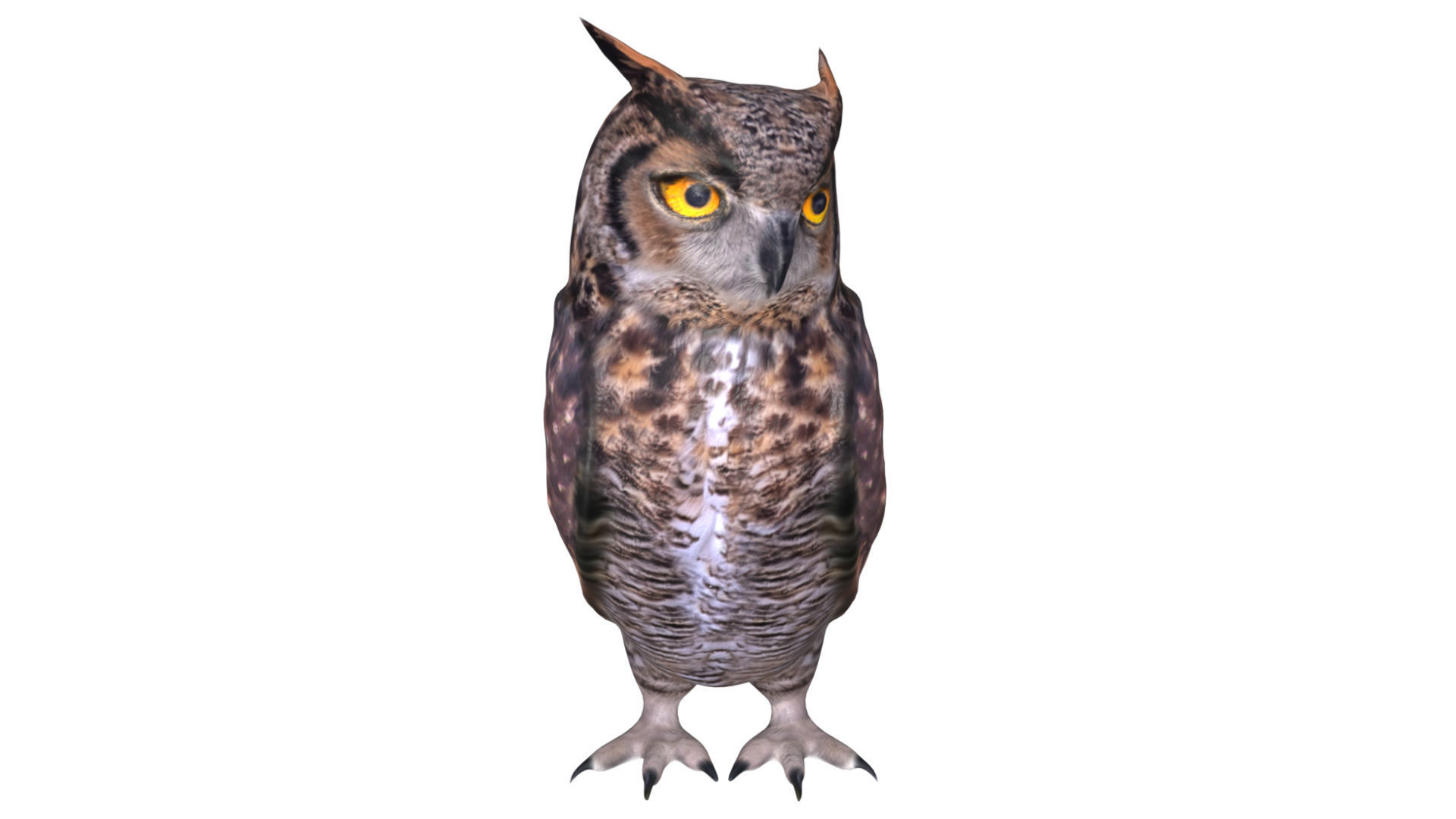 Horned owl Low-poly 3D model_2