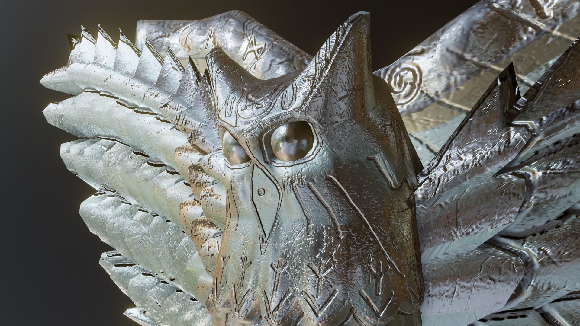 Owl Shield Low-Poly 3D Model  Low-poly 3D model_2