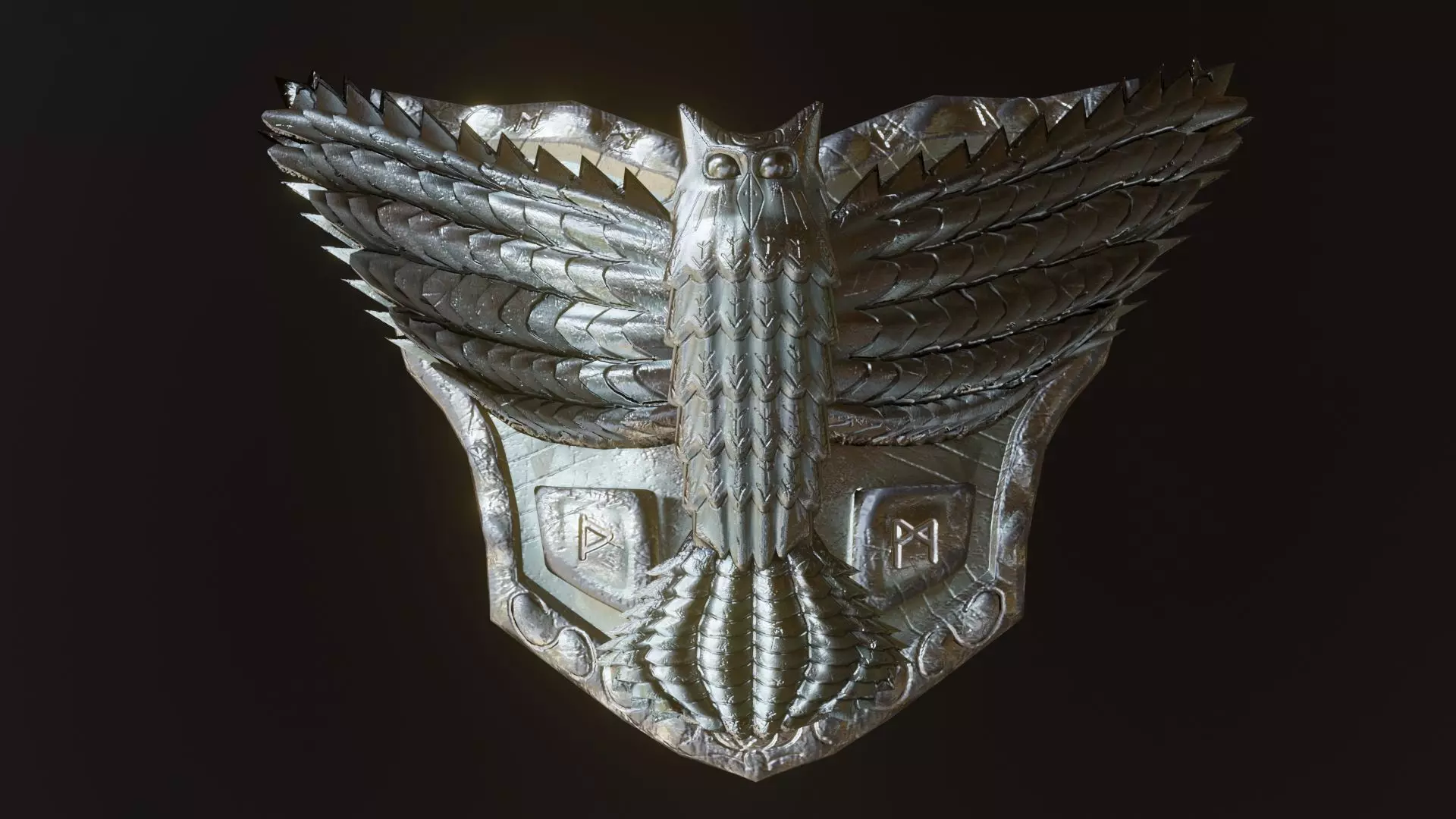 Owl Shield Low-Poly 3D Model  Low-poly 3D model_0