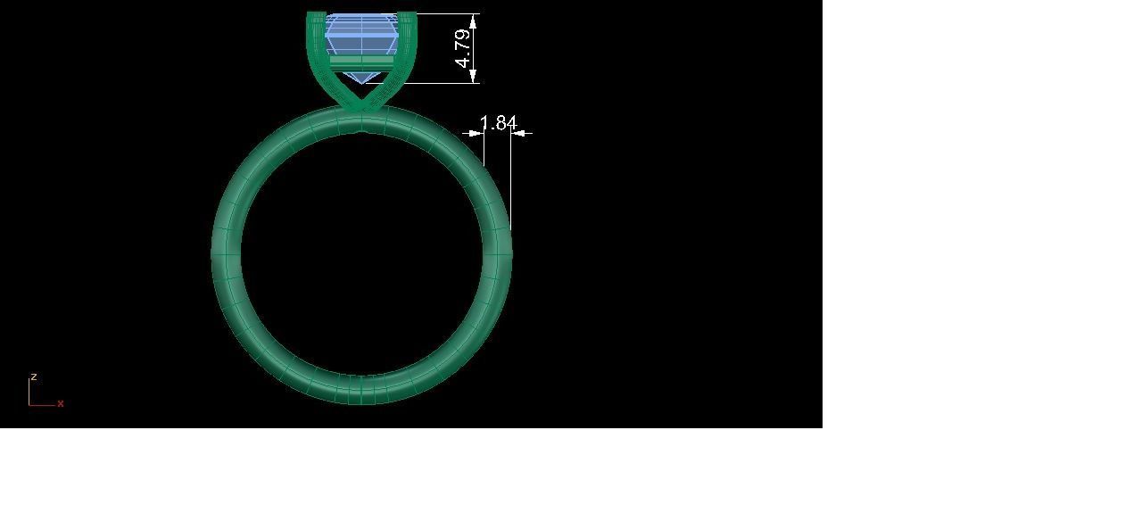 Emerald Cut Ring 3D print model_1