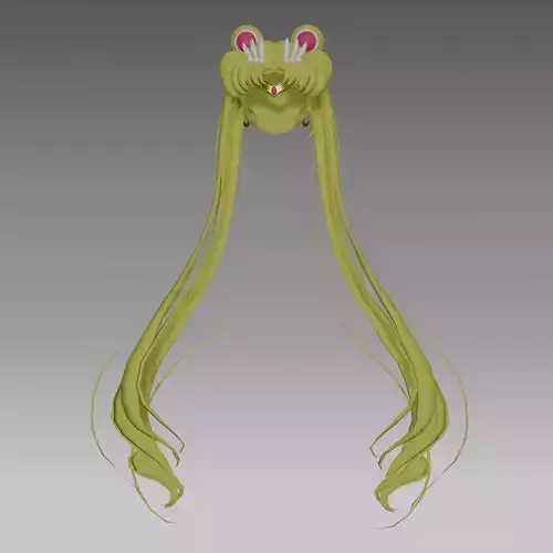  Sailor moon hair - low poly - vtuber - wig - cosplay Low-poly 3D model